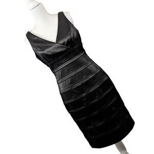 NWT@$90! AMERICAN LIVING, JCP! BLACK SATIN, GRADUATED "LAYERS" FORMAL DRESS!SZ 6